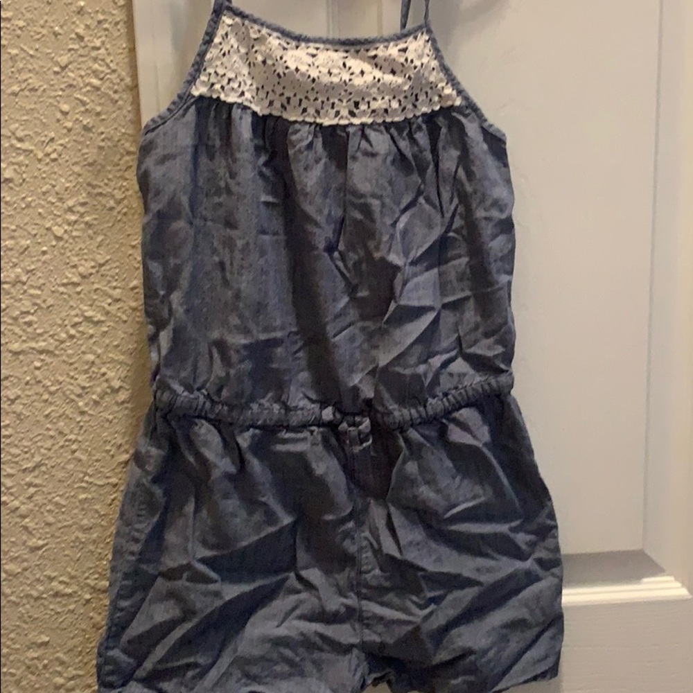 Girls denim romper